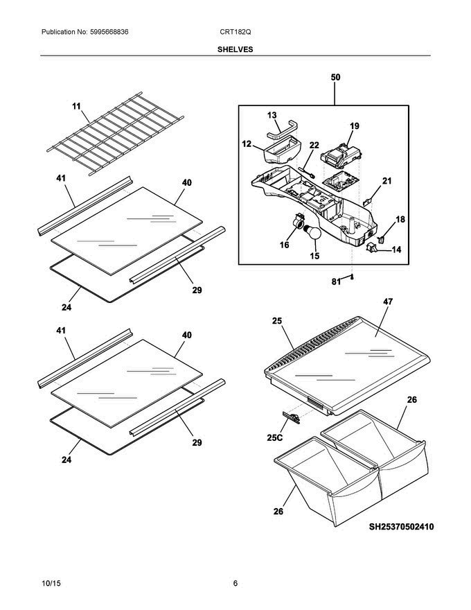 04 - Shelves Diagram and Parts List for CRT182QB2  Crosley Refrigerator