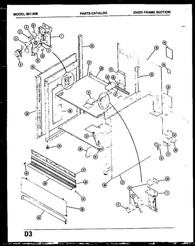 03 - Oven Frame Section Diagram and Parts List for 651006  Litton Microwave Oven Combo