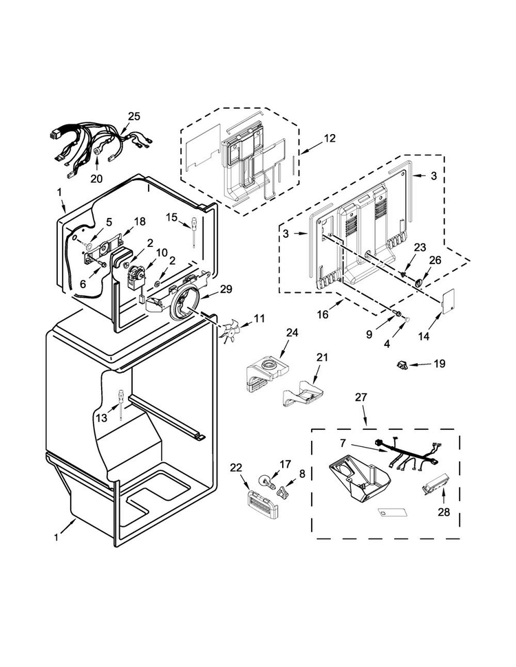 Liner Parts Diagram and Parts List for ART308FFDM02  Amana Refrigerator