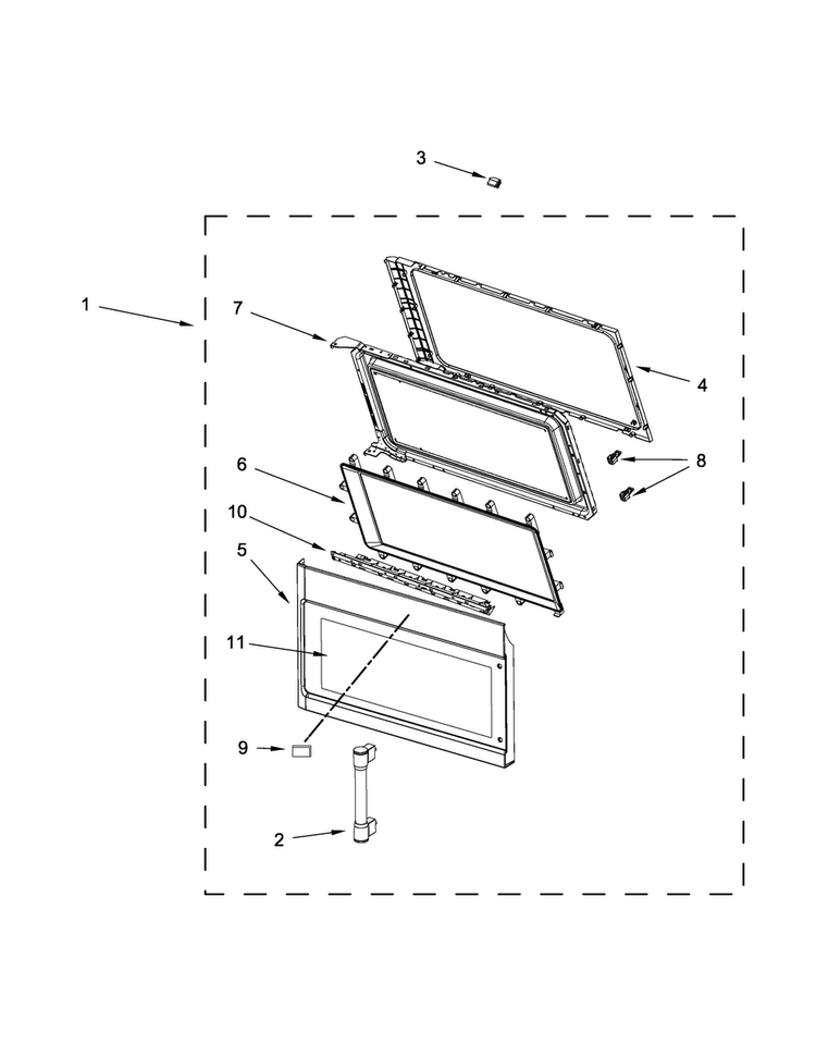 Door Parts Diagram and Parts List for MMV6190DH1  Maytag Microwave