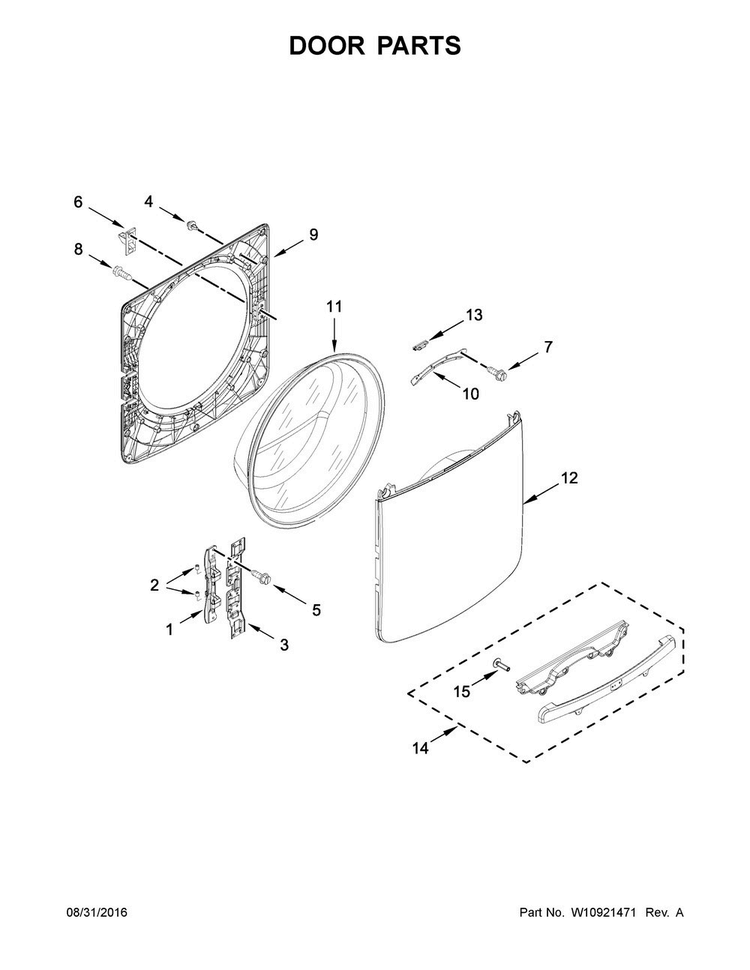 Door Parts Diagram and Parts List for MHW8150EC0  Maytag Washer