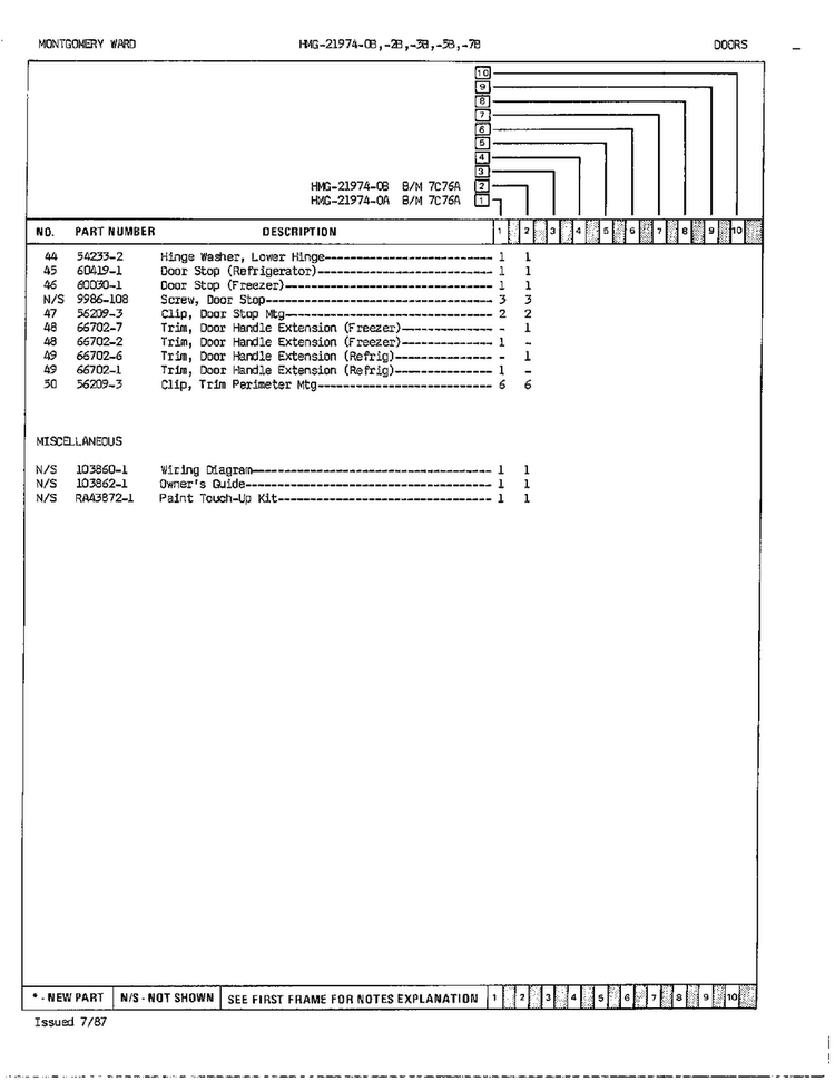 Doors/misc Page 3 Diagram and Parts List for 21974A  Admiral Refrigerator