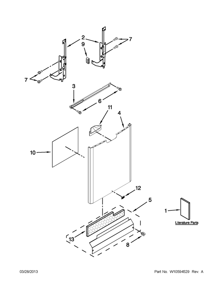 Door And Panel Parts Diagram and Parts List for MDBH949PAM2  Maytag Dishwasher