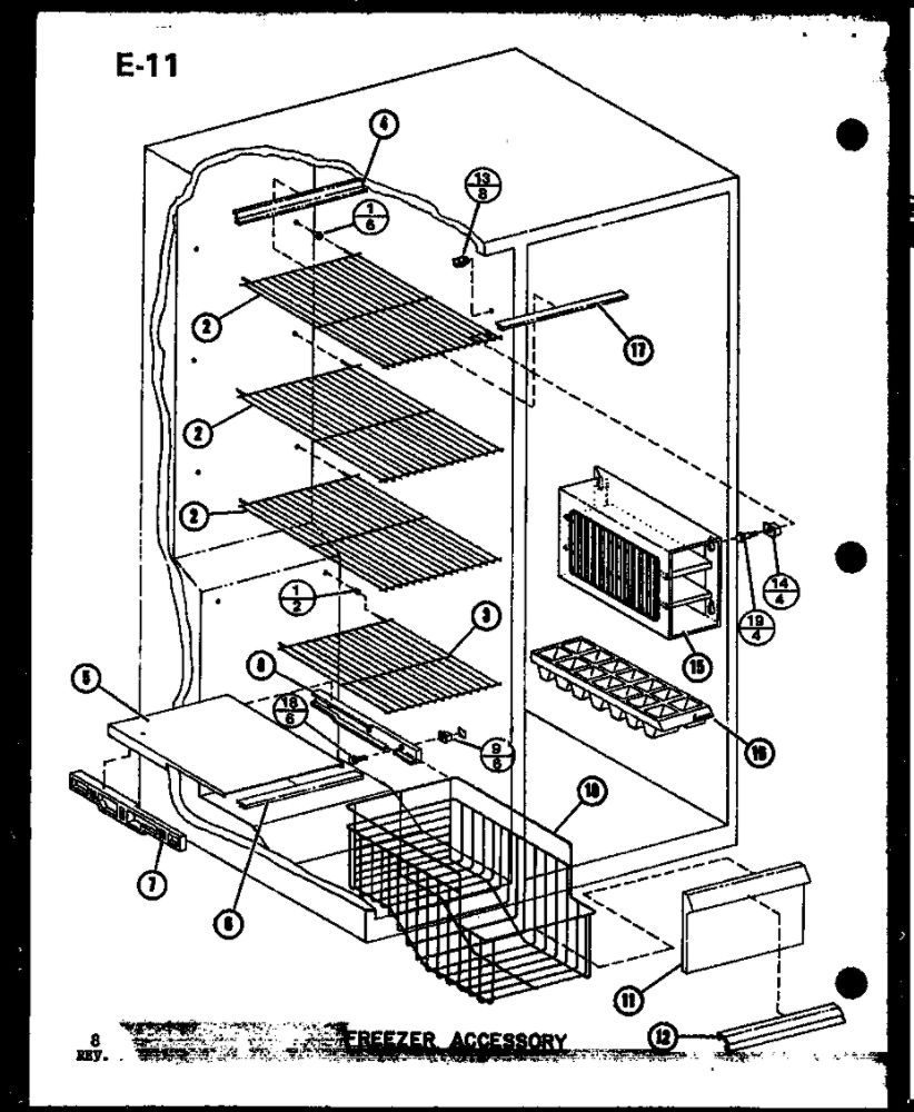 Freezer Accessory Diagram and Parts List for IC2-P3641505W-SXS  Amana Refrigerator