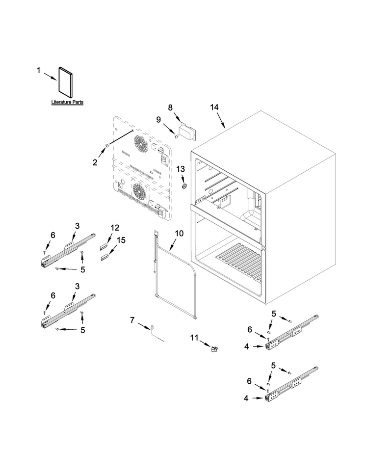 Cabinet Parts Diagram and Parts List for JUD24FCERS00  Jenn-Air Refrigerator