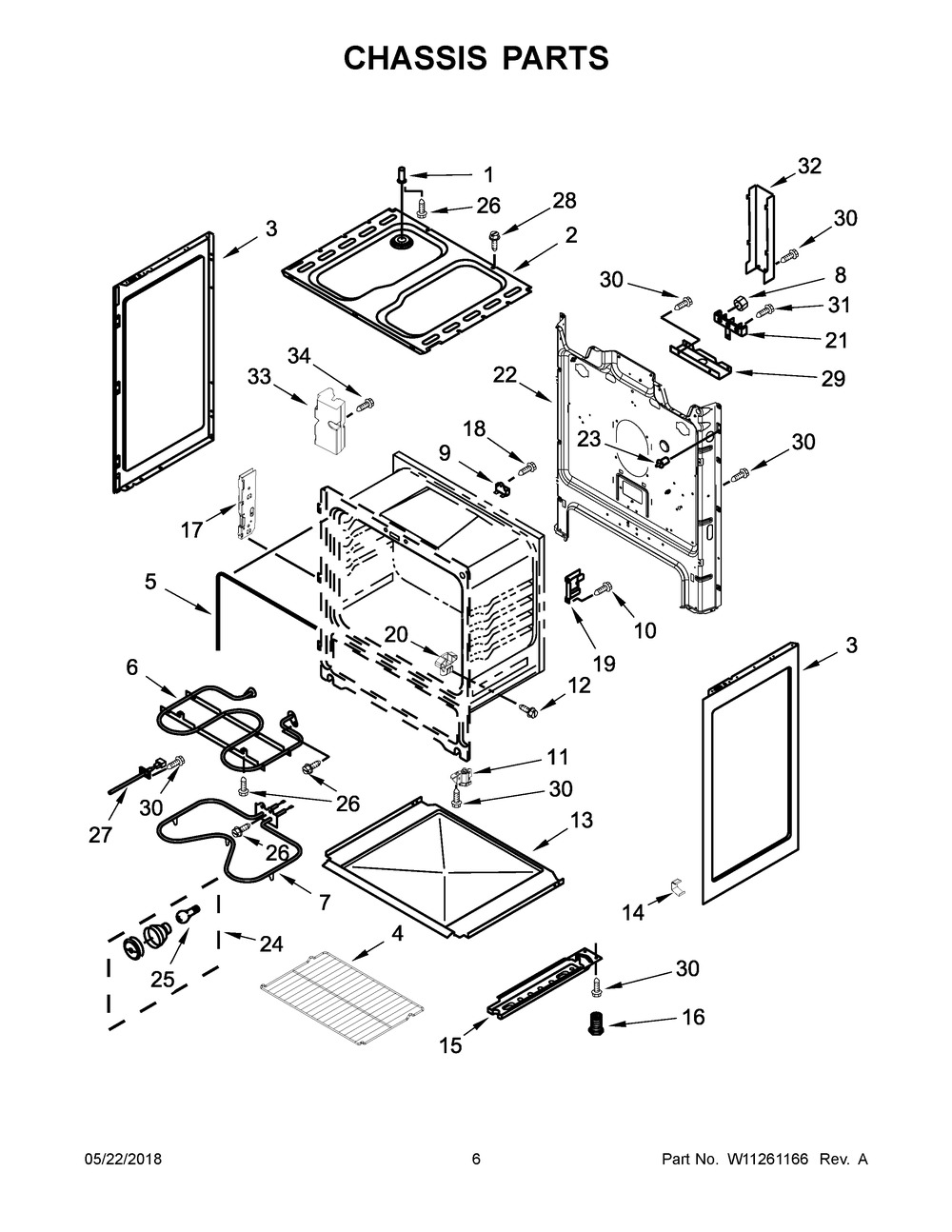 Chassis Parts Diagram and Parts List for ACR4303MFS2  Maytag Range