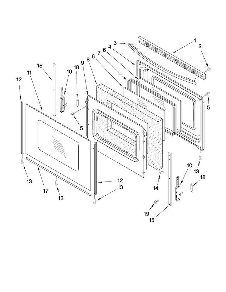 Door Parts Diagram and Parts List for AGR5844VDS3  Amana Range