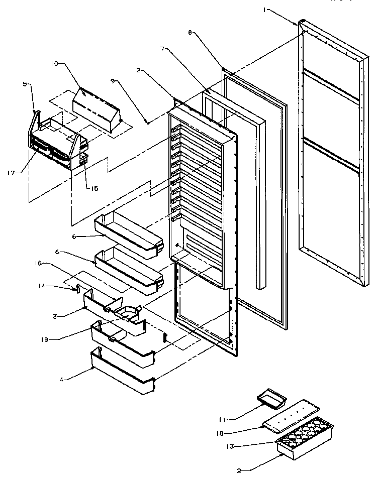 Refrigerator Door Diagram and Parts List for SPD25AW-P1162435WW  Amana Refrigerator
