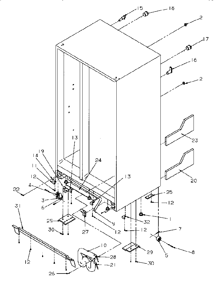 Drain And Rollers Diagram and Parts List for SRDE27S3W-P1190601WW  Amana Refrigerator