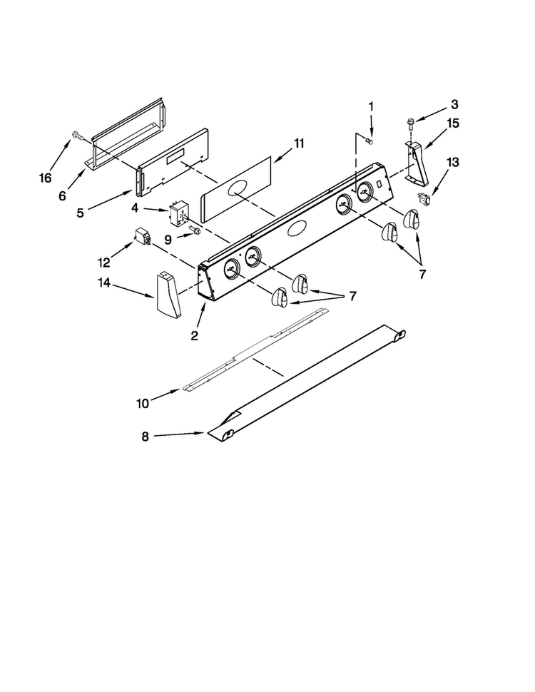 Control Panel Parts Diagram and Parts List for MES5752BAS17  Maytag Range