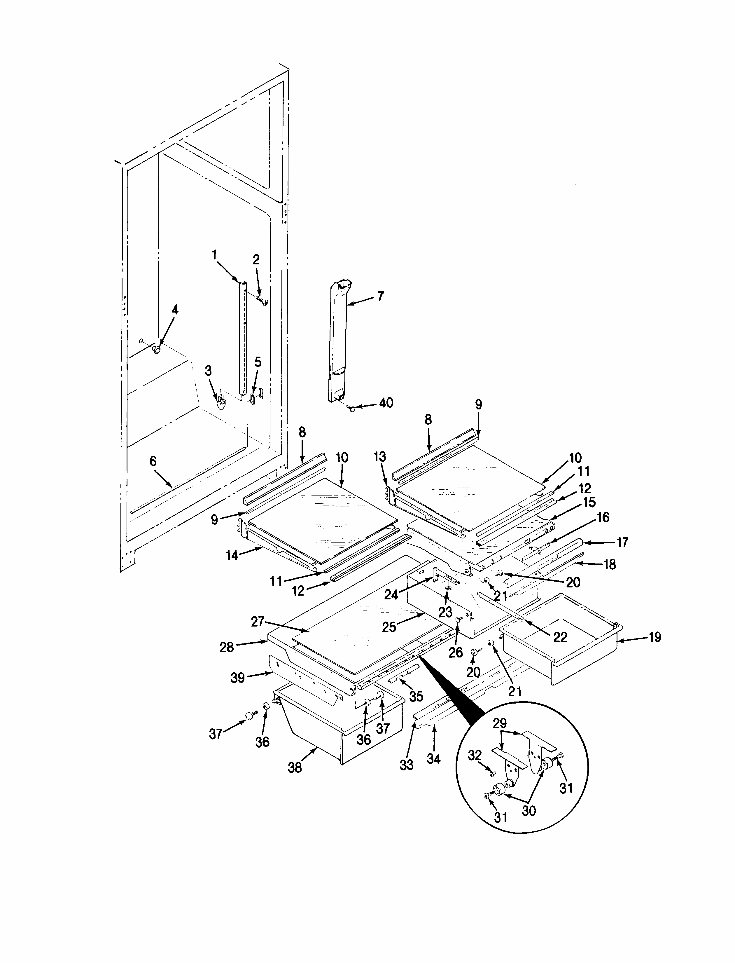 Shelves & Accessories Diagram and Parts List for RTD21A-9E14A  Maytag Refrigerator