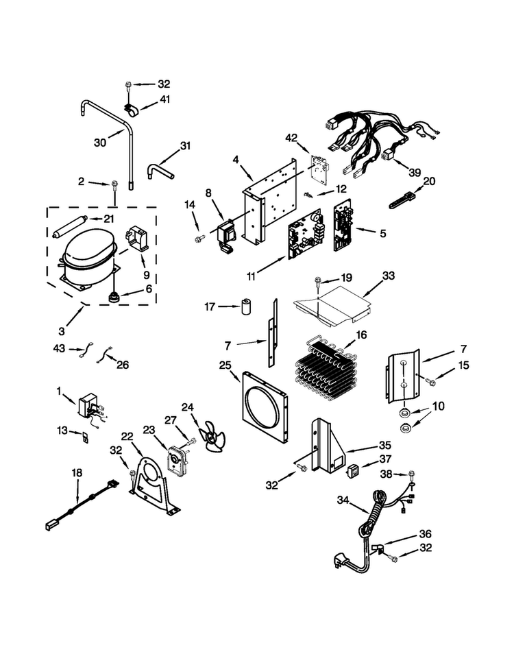 Upper Unit Parts Diagram and Parts List for JF42SSFXDA02  Jenn-Air Refrigerator