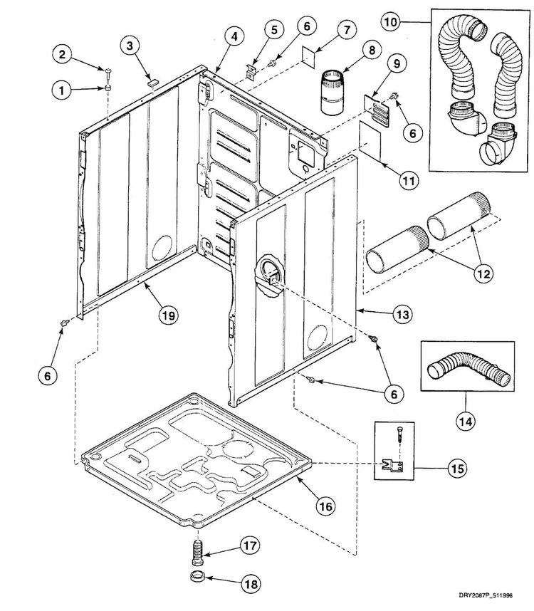 Cabinet Diagram and Parts List for SSG909LF  Speed Queen Dryer