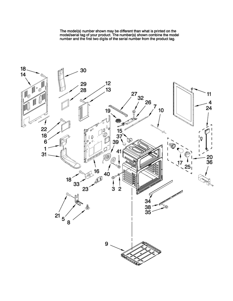 Chassis Parts Diagram and Parts List for MER6875BAF17  Maytag Range