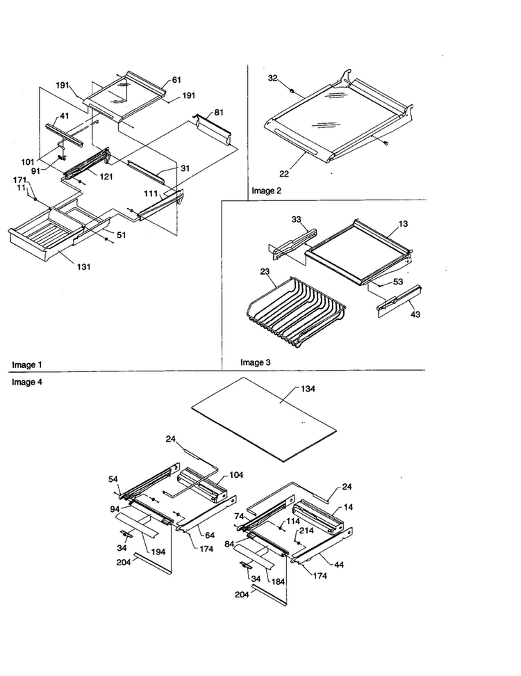 Shelving And Crisper Frame Assembly Diagram and Parts List for ART2127A-PART2127A  Amana Refrigerator