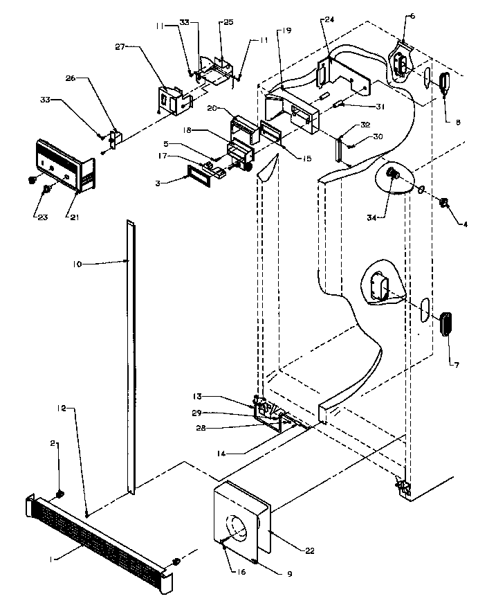 Ref/fz Controls And Cabinet Parts Diagram and Parts List for SSD25N5L-P1178903WL  Amana Refrigerator