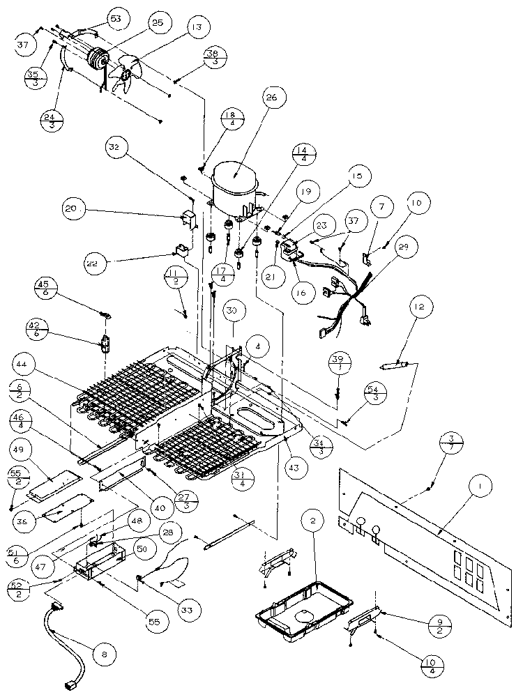 Machine Compartment Diagram and Parts List for 36511-P1121603W  Amana Refrigerator