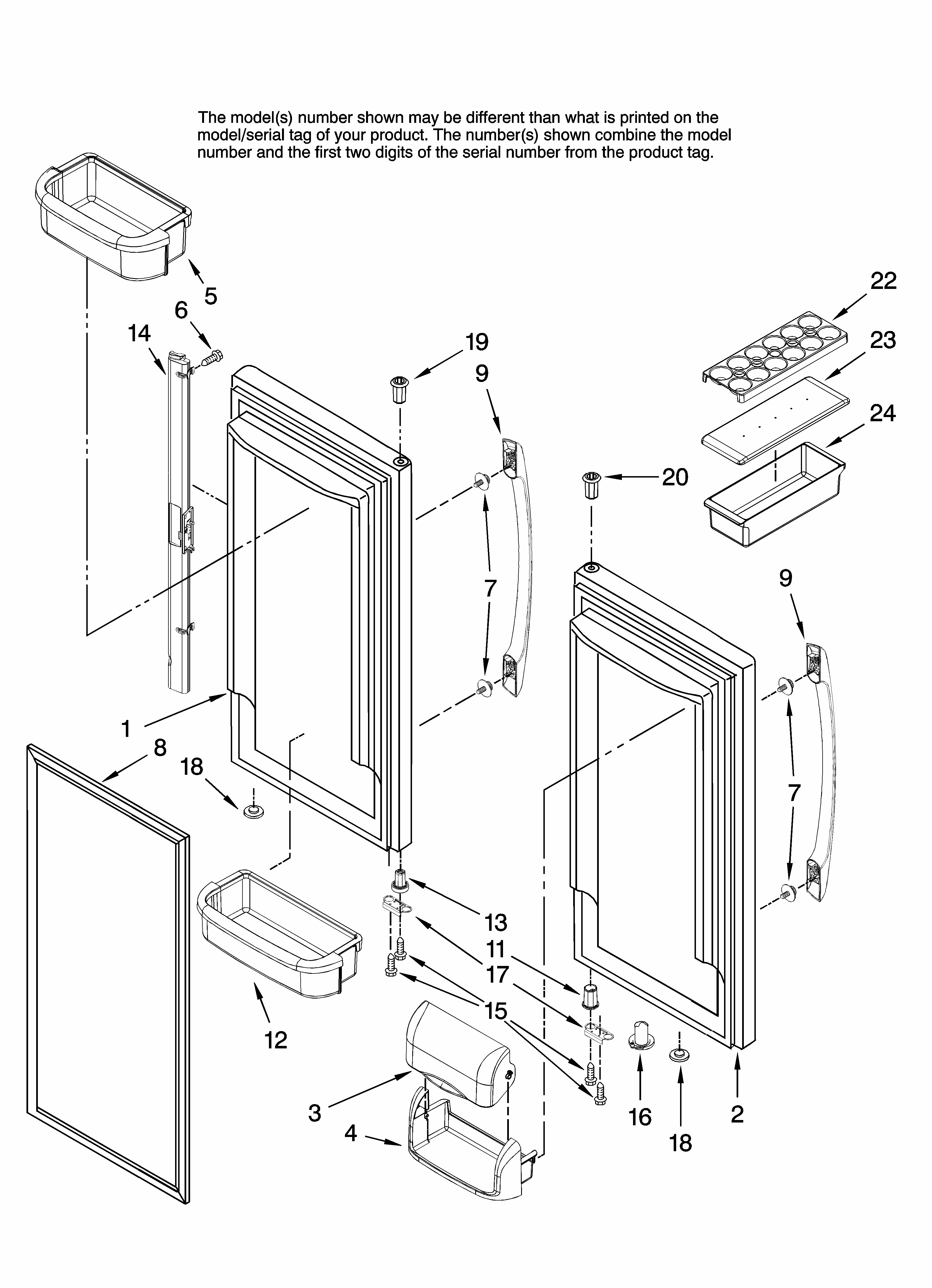 Refrigerator Door Parts Diagram and Parts List for G32027WEKB11  Maytag Refrigerator