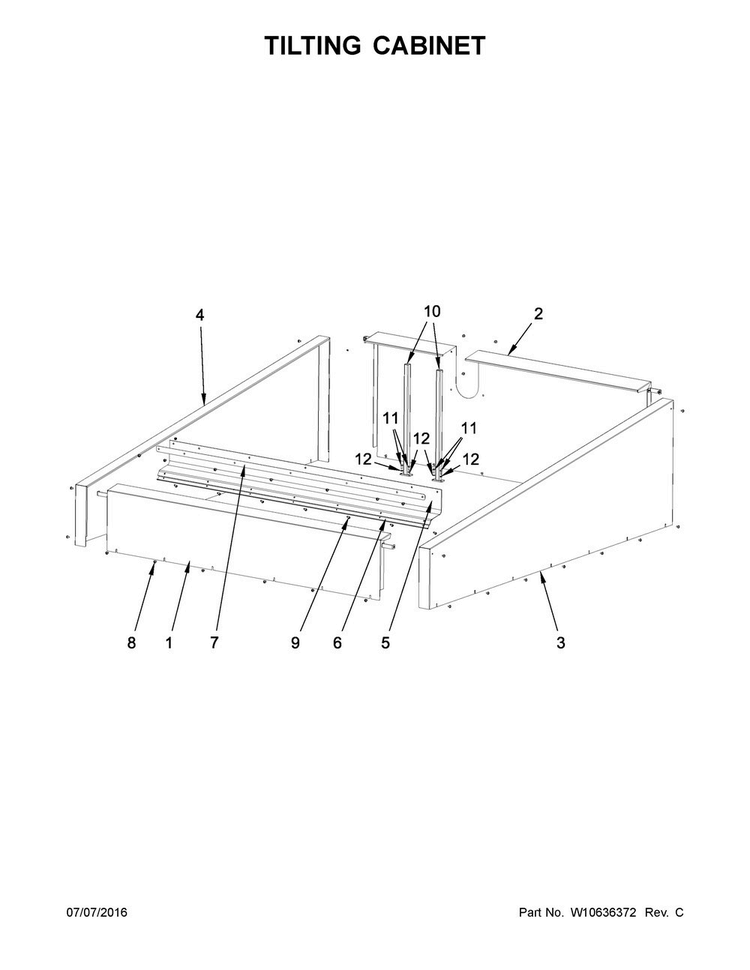 Tilting Cabinet Diagram and Parts List for MFS275PTVS  Maytag Washer
