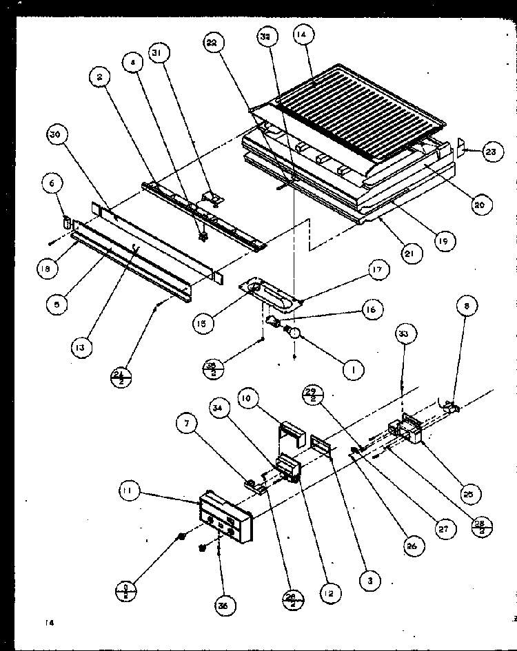 Compartment Separator Diagram and Parts List for TC18QL-P1111408WL  Amana Refrigerator
