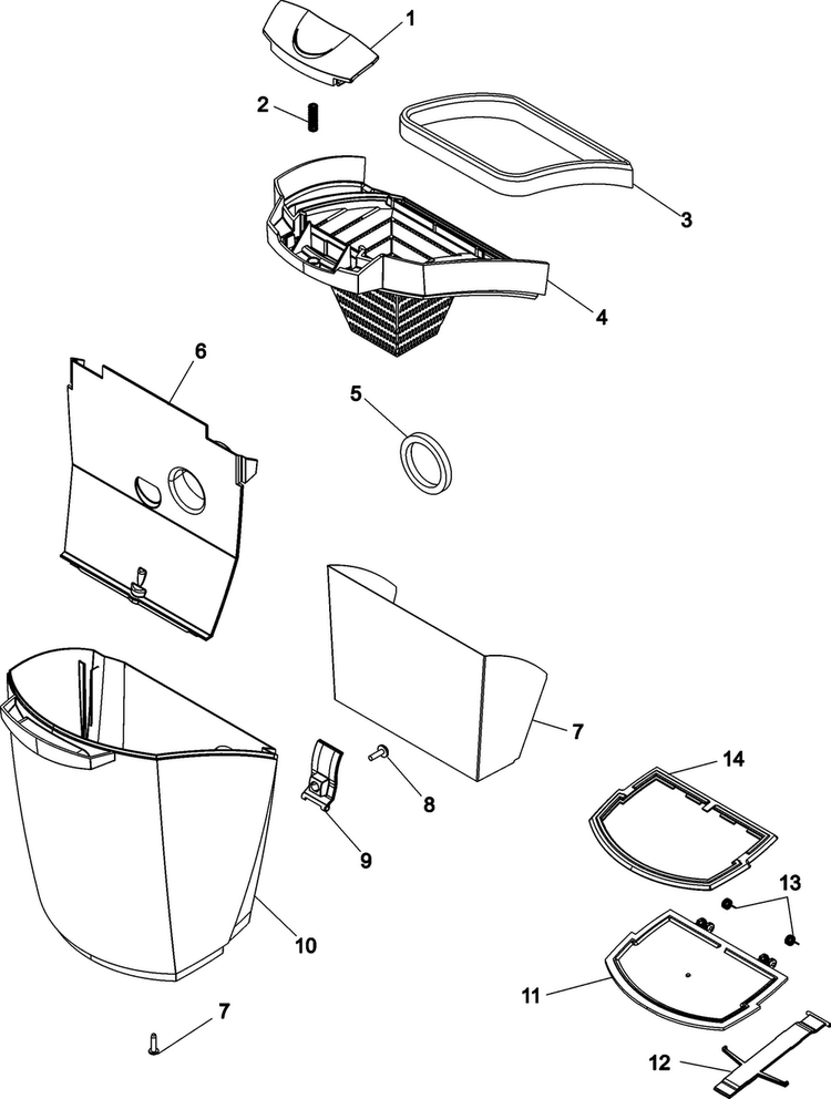 Dirt Cup Assembly Diagram and Parts List for U8341-900  Hoover Upright Vacuum