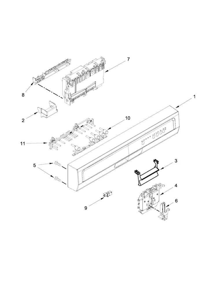 Control Panel And Latch Parts Diagram and Parts List for ADB1100AWS1  Amana Dishwasher