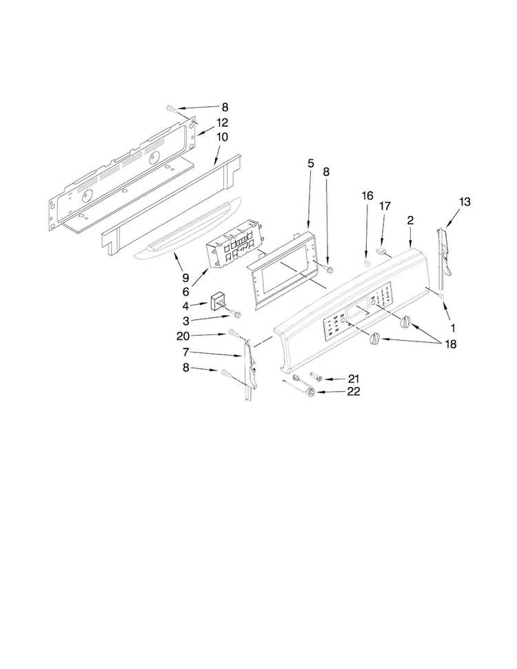 Control Panel Parts Diagram and Parts List for JER8885RCW1  Jenn-Air Range