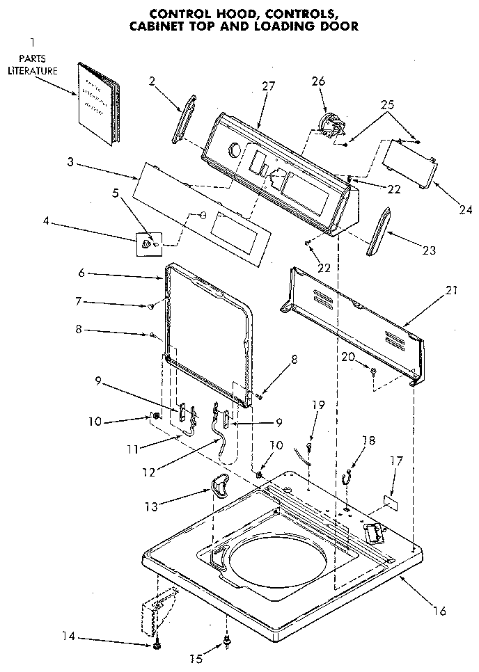 Control Panel And Top Diagram and Parts List for NA8831L33938  Speed Queen Washer