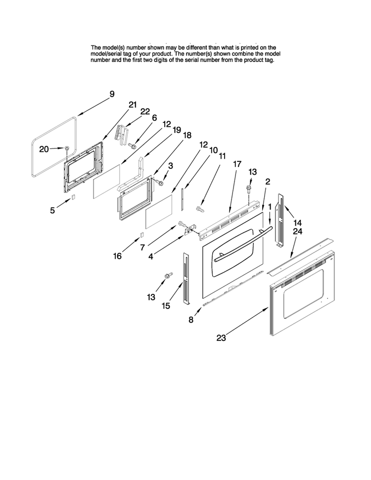 Lower Door Parts Diagram and Parts List for JDR8895BCB13  Jenn-Air Range