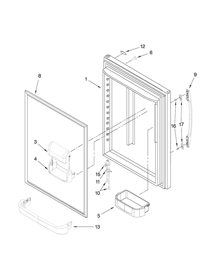 Refrigerator Door Parts Diagram and Parts List for MBF2258XEQ0  Maytag Refrigerator