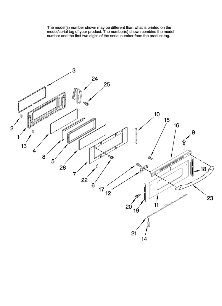 Upper Door Parts Diagram and Parts List for MER6757BAB15  Maytag Range