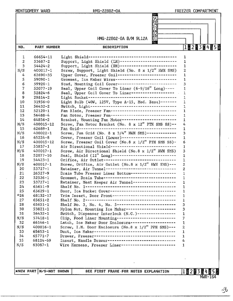 Freezer Compartment Page 2 Diagram and Parts List for 22802-A  Admiral Refrigerator