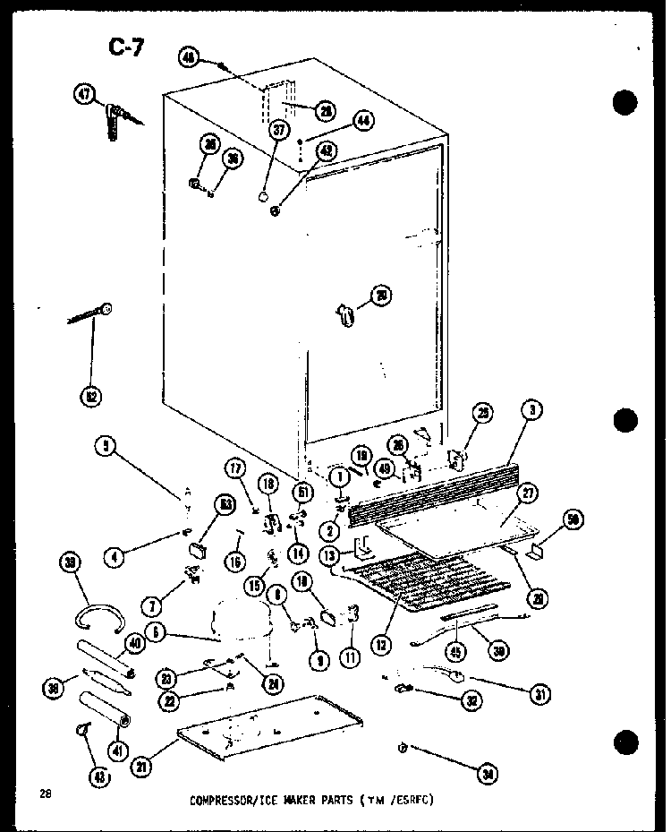 Compressor/ice Maker Parts Diagram and Parts List for TM14D-P73953-23W  Amana Refrigerator
