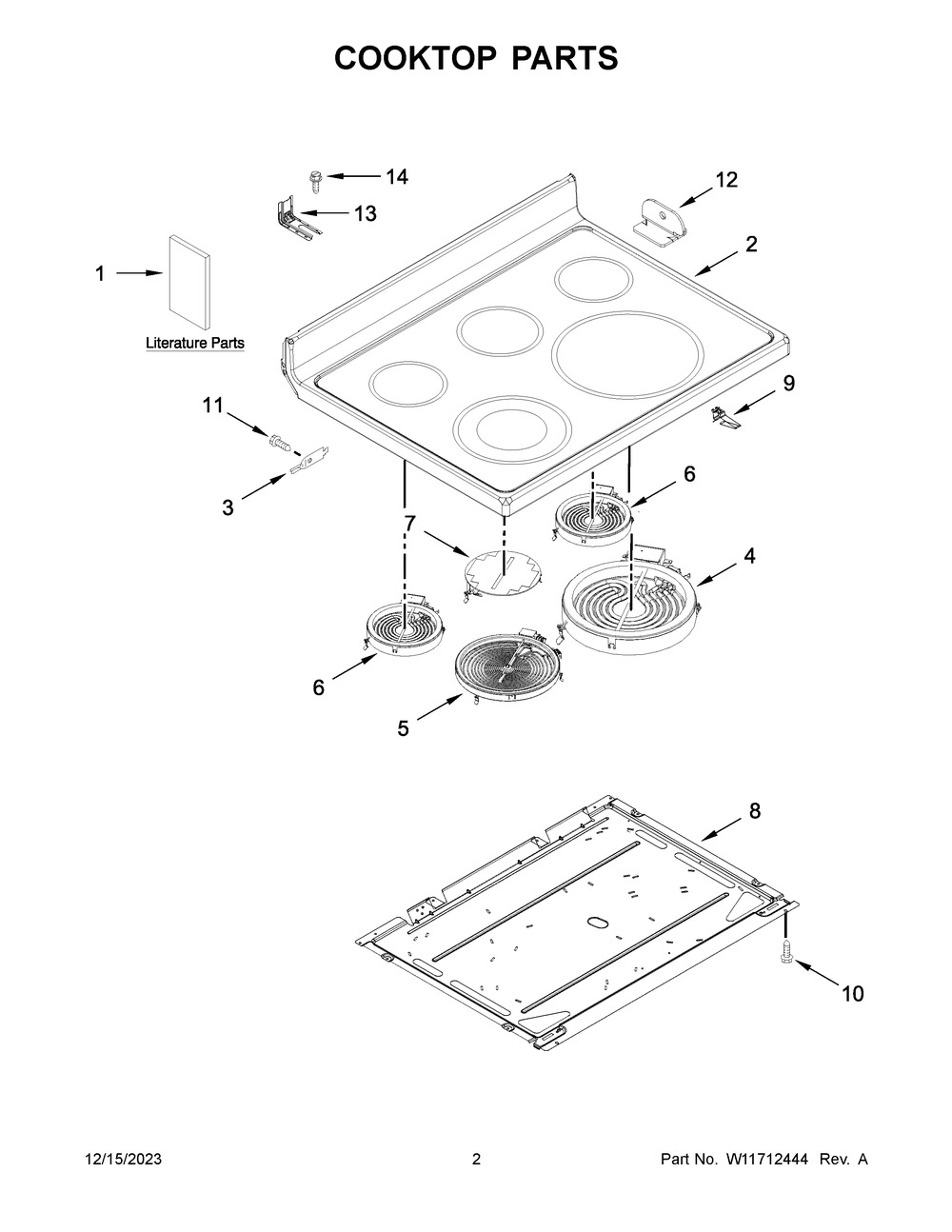 Cooktop Parts Diagram and Parts List for YMER8800FW7  Maytag Range