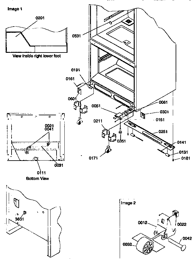 Insulation And Roller Assembly Diagram and Parts List for 77277-P1311201WL  Amana Refrigerator