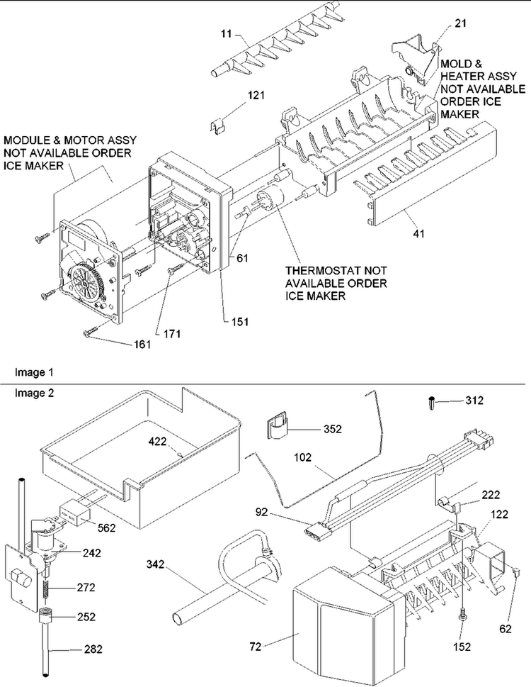 Ice Maker Assy & Parts Diagram and Parts List for BB20V1S-P1321314WS  Amana Refrigerator