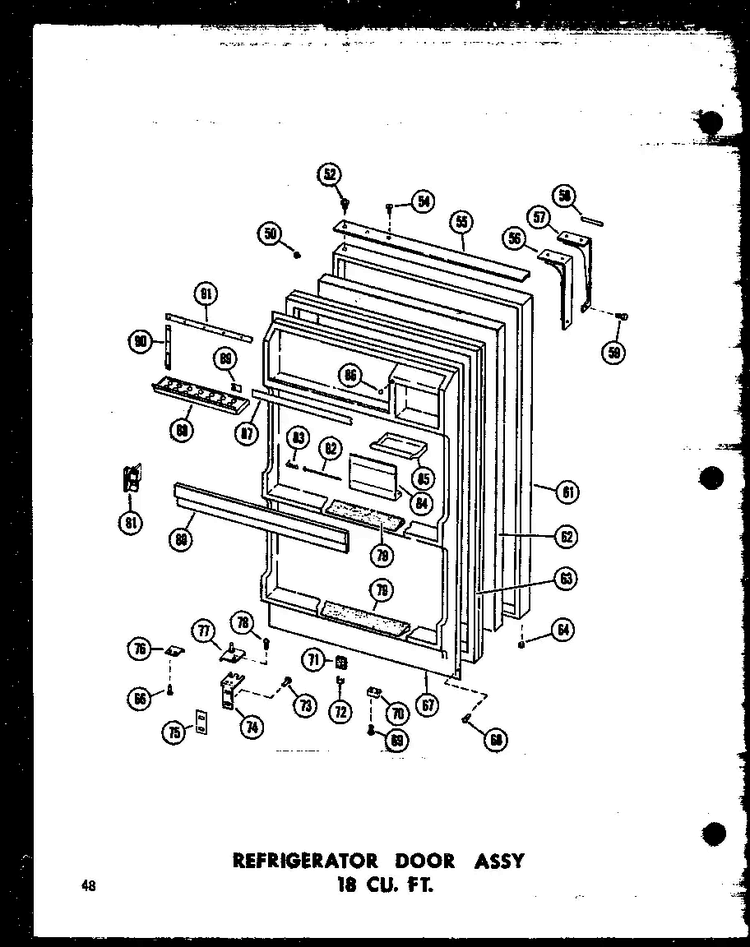 Refrigerator Door Assy 18 Cu. Ft. Diagram and Parts List for T16J-P60236-9W  Amana Refrigerator