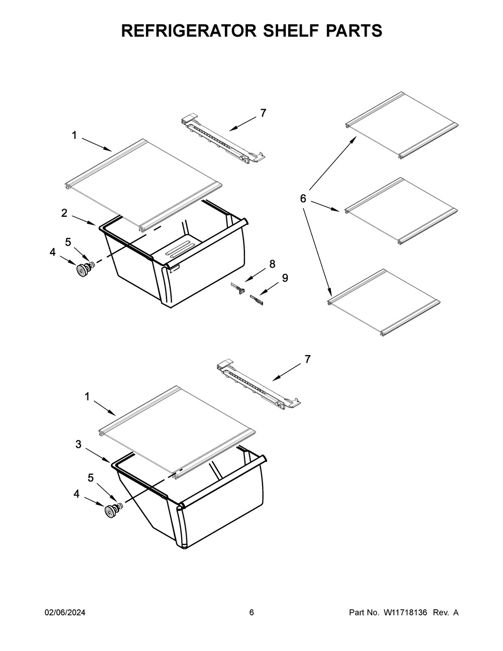 Refrigerator Shelf Parts Diagram and Parts List for MSS25N4MKZ09  Maytag Refrigerator