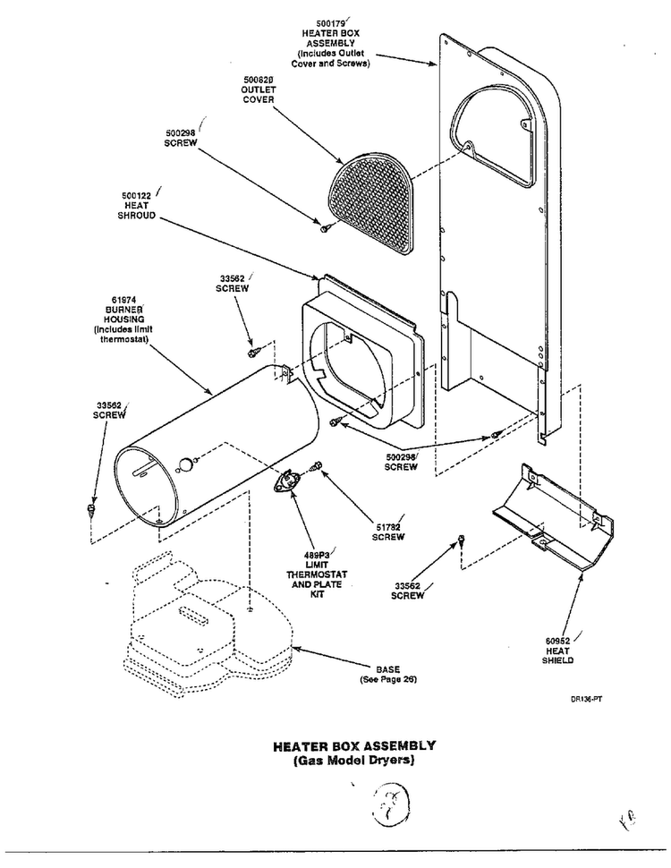 Heater Box Assembly Page 2 Diagram and Parts List for 7493-LEM437  Amana Dryer