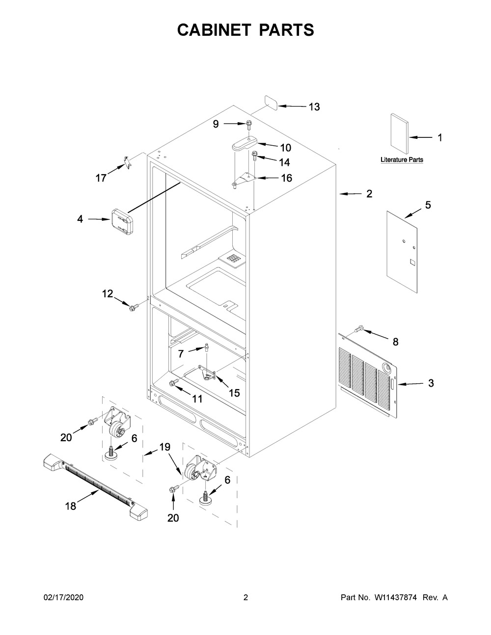 Cabinet Parts Diagram and Parts List for MBR1957FEZ04  Maytag Refrigerator