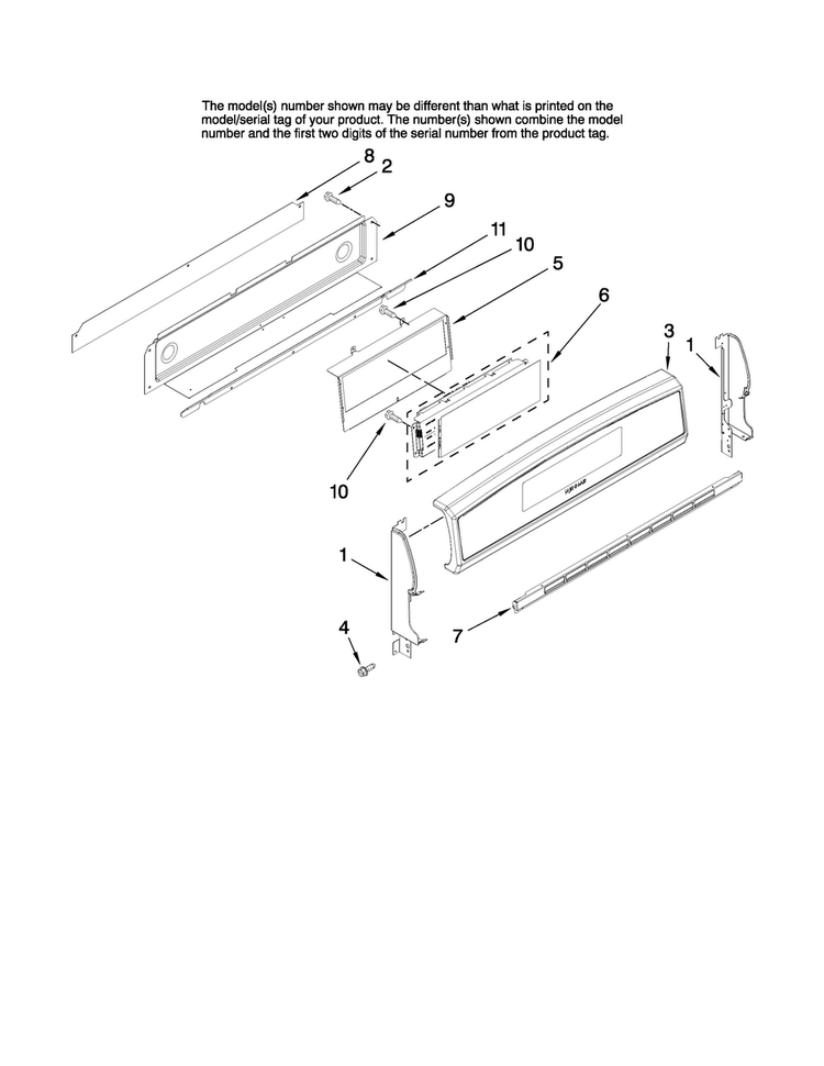 Control Panel Parts Diagram and Parts List for JDR8895BCB13  Jenn-Air Range