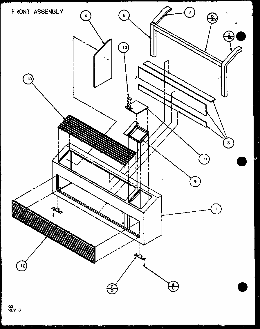 Front Assembly (pth12300e/p9806815r) (pth12400e/p9806915r) (pth12300ec/p9811815r) (pth12400ec/p9872315r) Diagram and Parts List for PTH09400F P1102701R Amana Air Conditioner