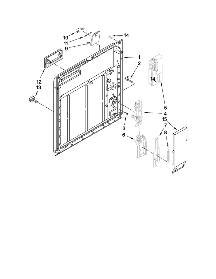 Inner Door Parts Diagram and Parts List for ADB1000AWW0  Amana Dishwasher