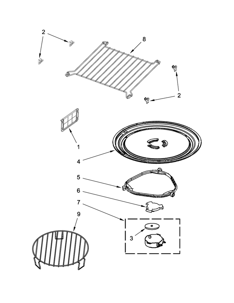 Turntable Parts Diagram and Parts List for JMV9186WP2  Jenn-Air Microwave