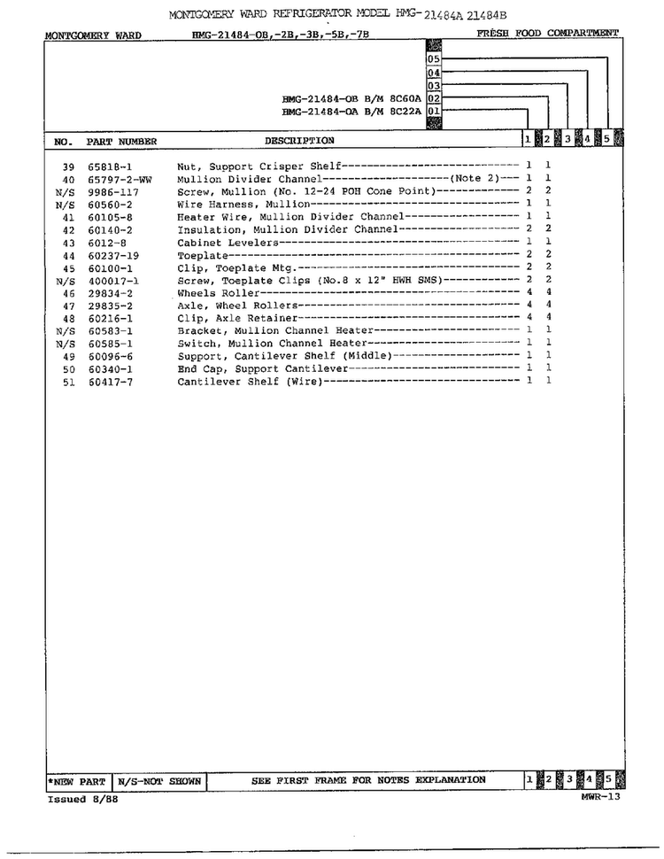 Fresh Food Compartment Page 3 Diagram and Parts List for 21484B  Admiral Refrigerator