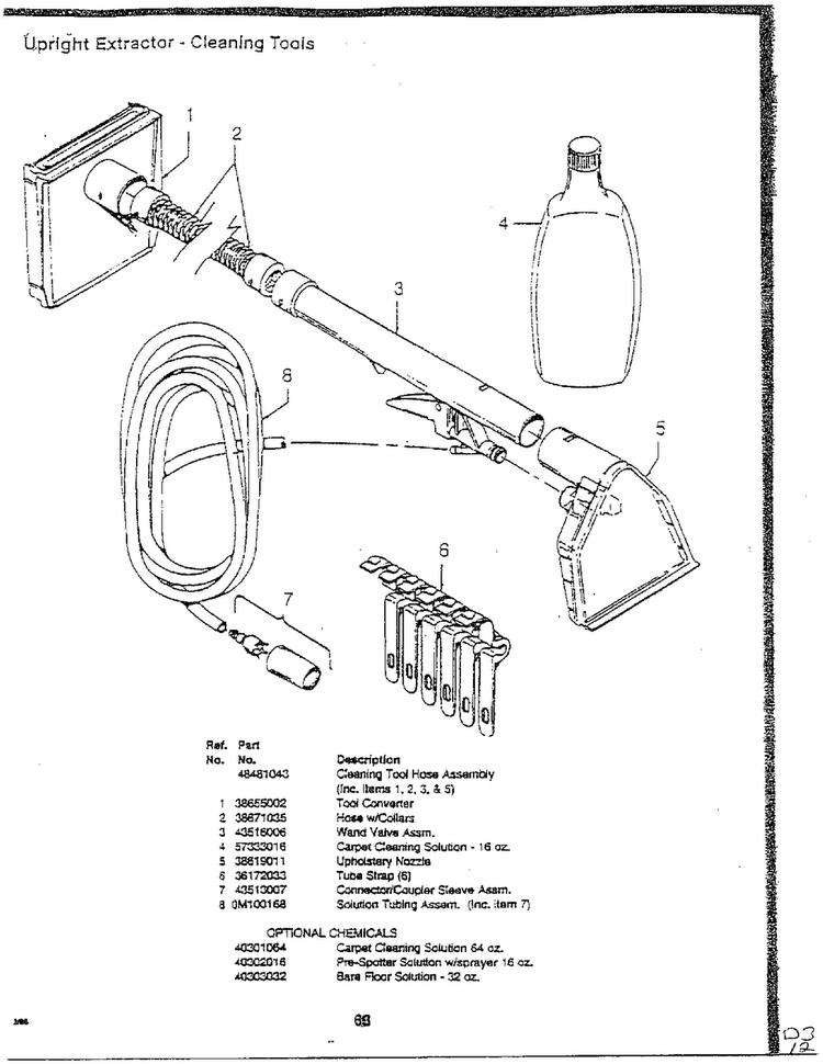 Upright Extractor-cleaning Tools Diagram and Parts List for 58150  Hoover Upright Vacuum