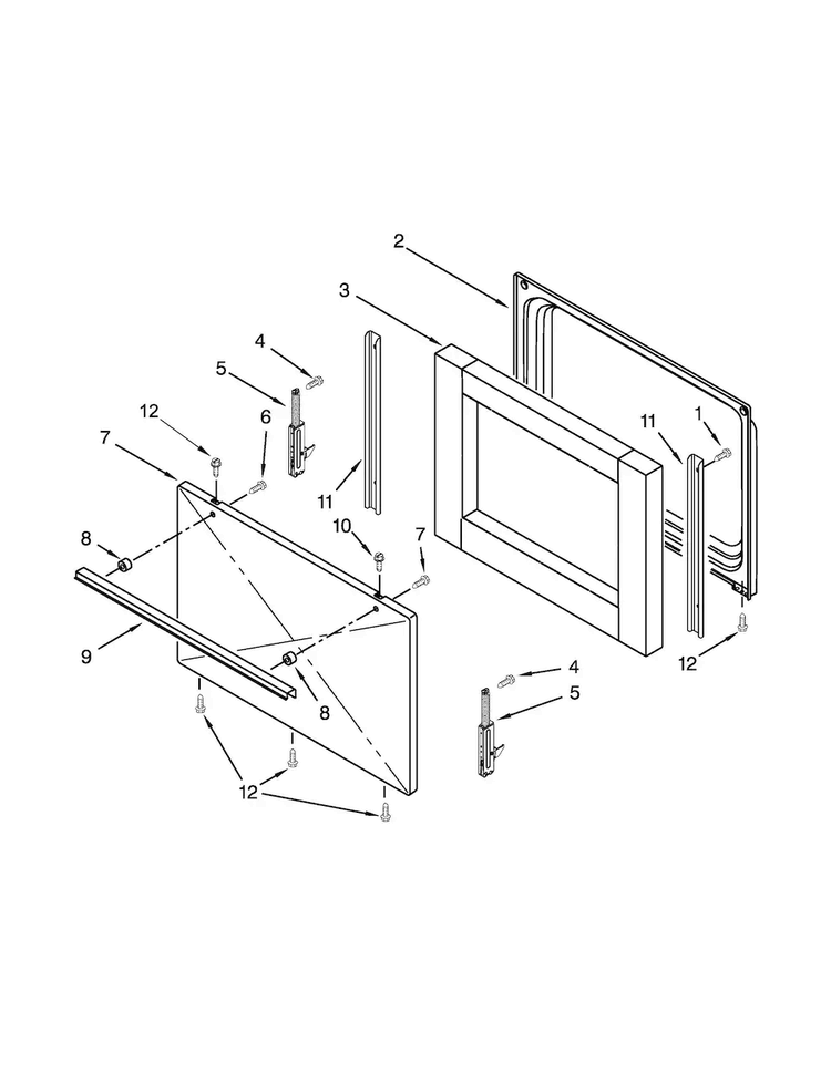 Door Parts Diagram and Parts List for ACR3130BAW0  Amana Range