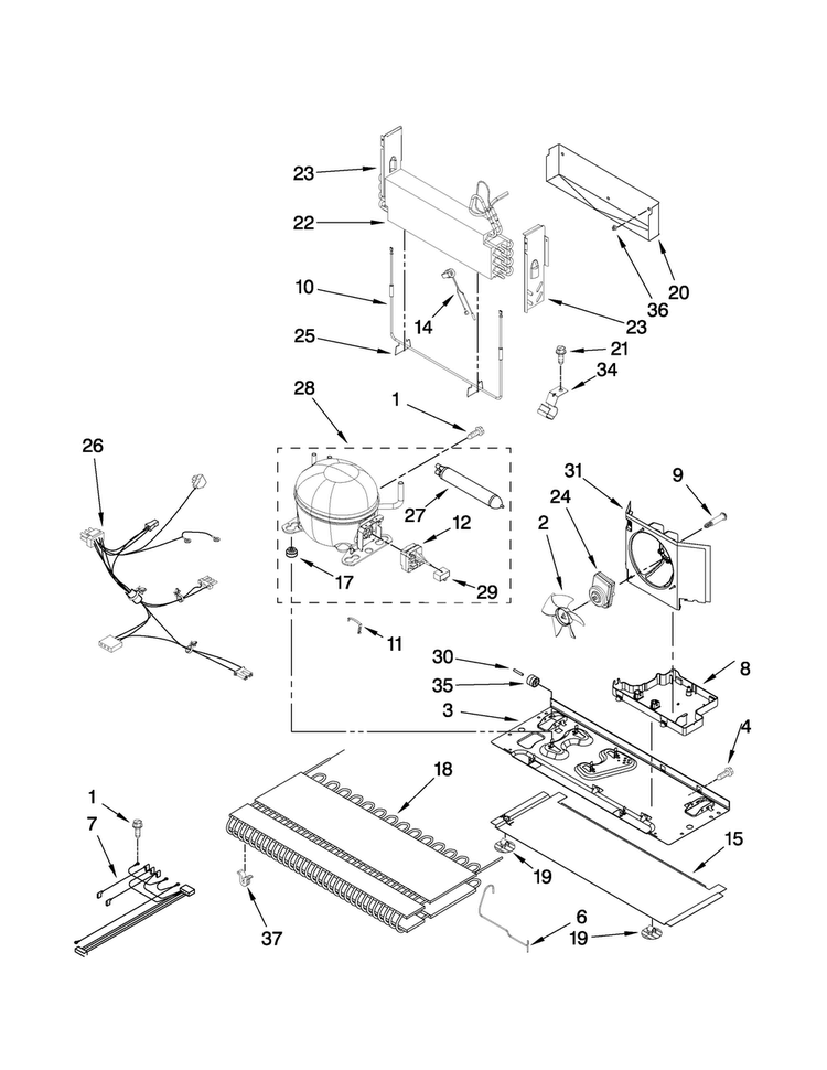 Unit Parts Diagram and Parts List for MBF1952VEW1  Maytag Refrigerator