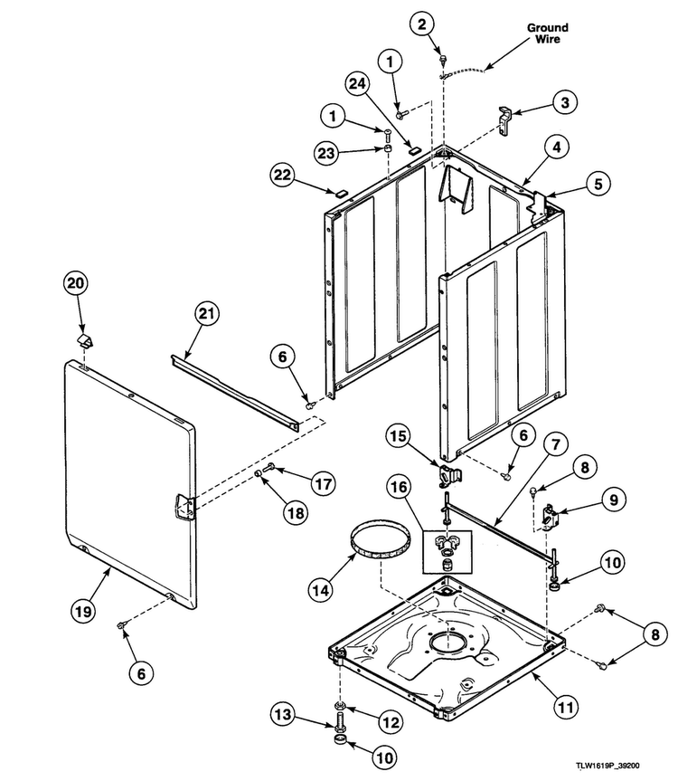 Cabinet Assy Diagram and Parts List for SWT021LA  Speed Queen Washer