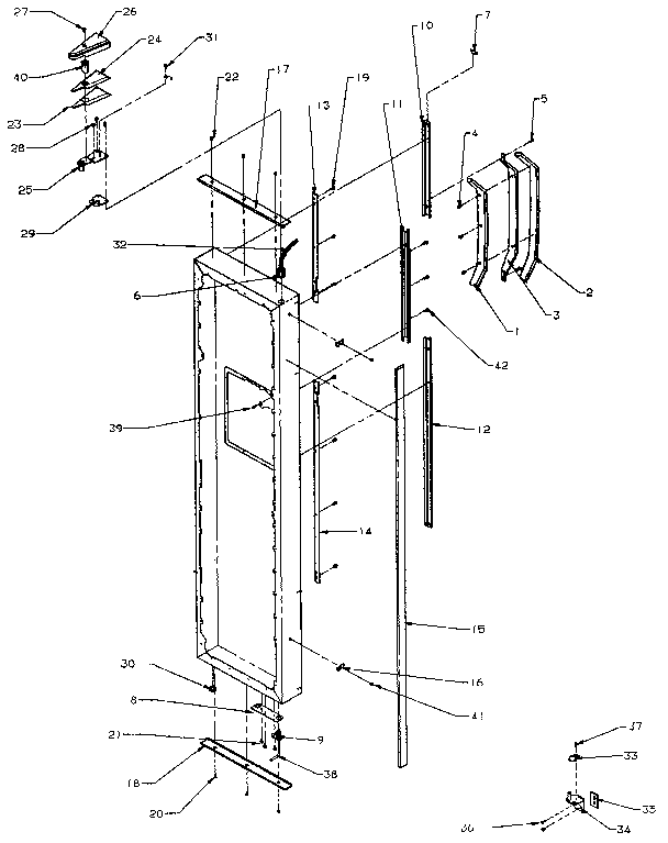 Freezer Door Diagram and Parts List for SZDE27N-P1162202W  Amana Refrigerator